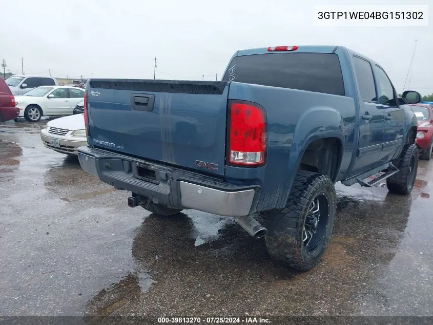 2011 GMC Sierra 1500 Slt VIN: 3GTP1WE04BG151302 Lot: 39813270