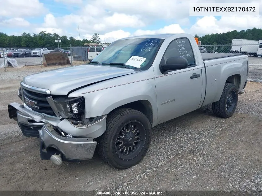 2011 GMC Sierra 1500 Work Truck VIN: 1GTN1TEXXBZ170472 Lot: 40033248