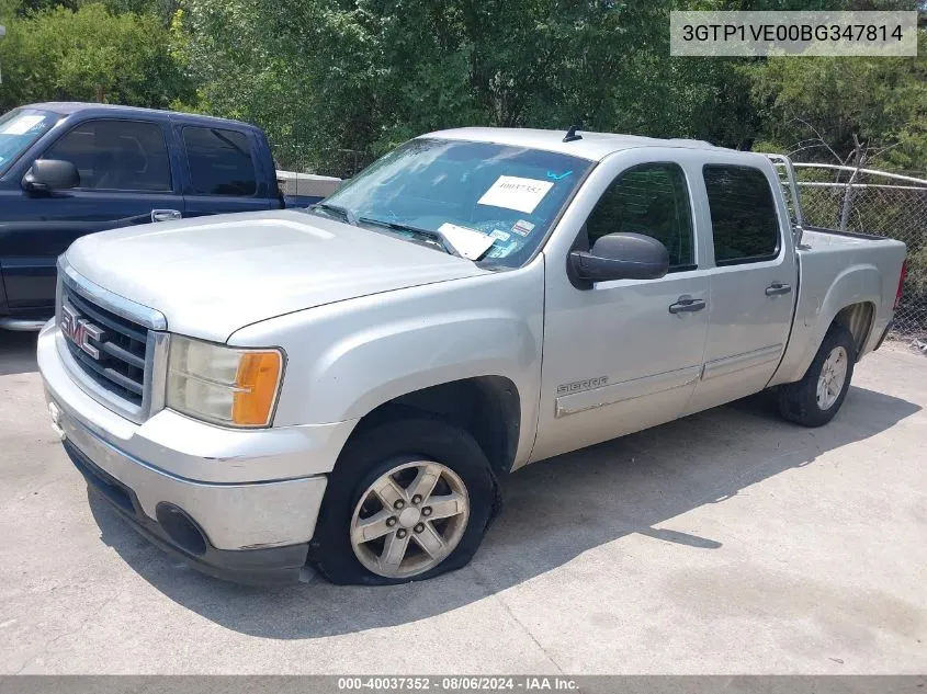 2011 GMC Sierra 1500 Sle VIN: 3GTP1VE00BG347814 Lot: 40037352