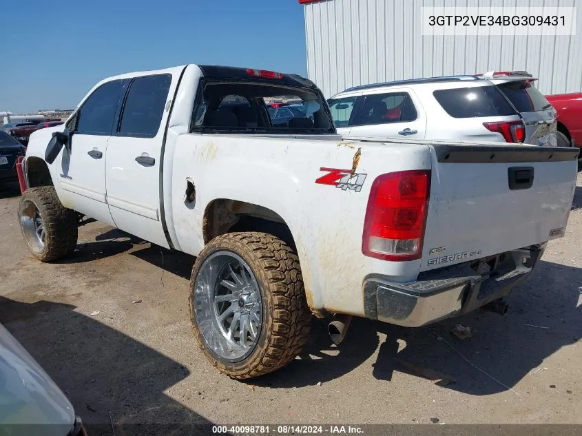 2011 GMC Sierra 1500 Sle VIN: 3GTP2VE34BG309431 Lot: 40098781