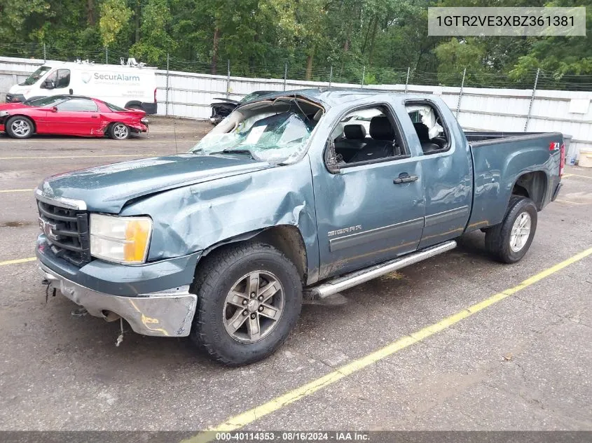 2011 GMC Sierra 1500 Sle VIN: 1GTR2VE3XBZ361381 Lot: 40114353