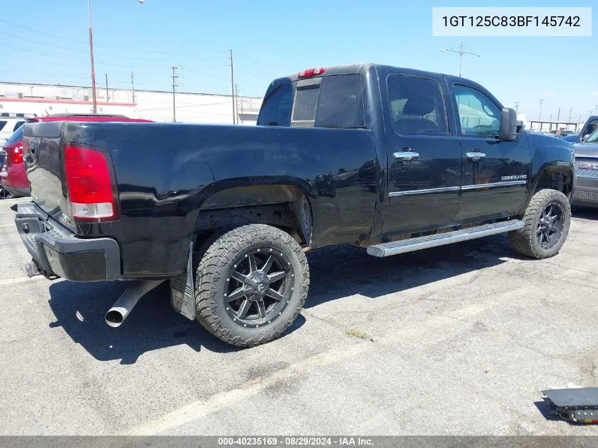 2011 GMC Sierra 2500Hd Denali VIN: 1GT125C83BF145742 Lot: 40235169