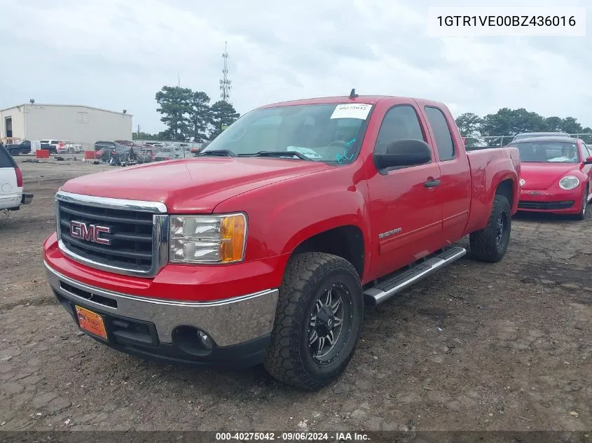 2011 GMC Sierra 1500 Sle VIN: 1GTR1VE00BZ436016 Lot: 40275042