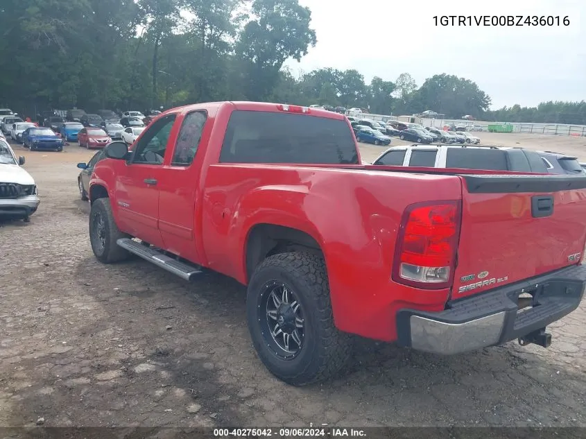 2011 GMC Sierra 1500 Sle VIN: 1GTR1VE00BZ436016 Lot: 40275042