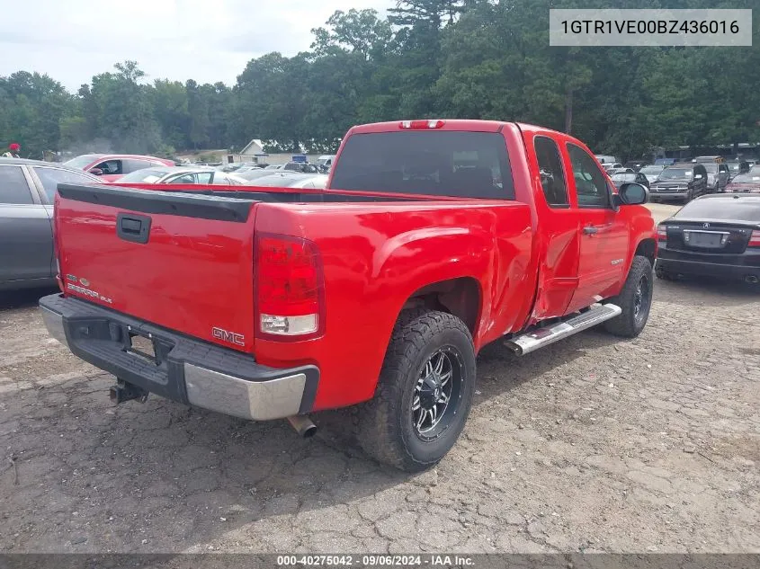 2011 GMC Sierra 1500 Sle VIN: 1GTR1VE00BZ436016 Lot: 40275042