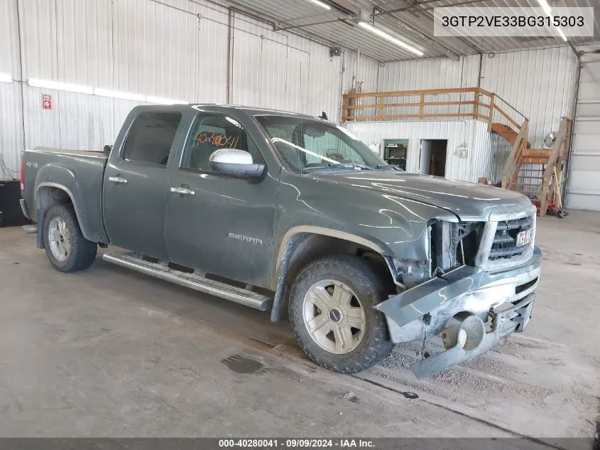 2011 GMC Sierra K1500 Sle VIN: 3GTP2VE33BG315303 Lot: 40280041