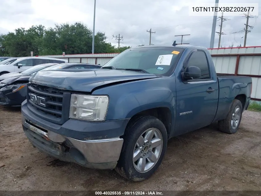 2011 GMC Sierra 1500 Work Truck VIN: 1GTN1TEX3BZ202677 Lot: 40325535