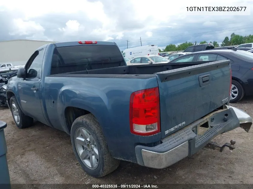 2011 GMC Sierra 1500 Work Truck VIN: 1GTN1TEX3BZ202677 Lot: 40325535