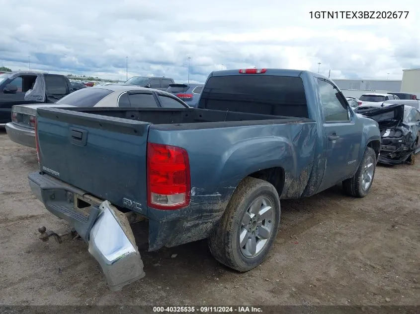 2011 GMC Sierra 1500 Work Truck VIN: 1GTN1TEX3BZ202677 Lot: 40325535