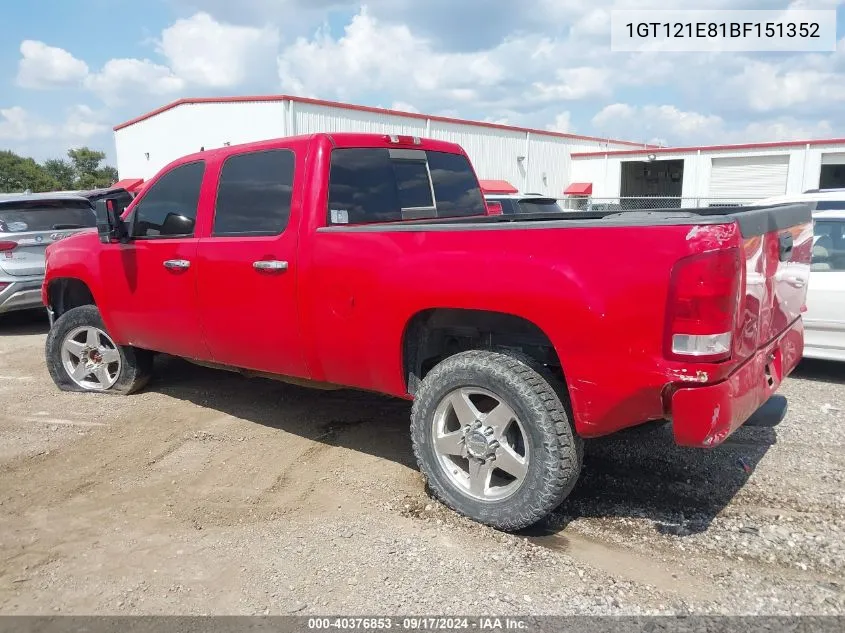 2011 GMC Sierra 2500Hd Slt VIN: 1GT121E81BF151352 Lot: 40376853