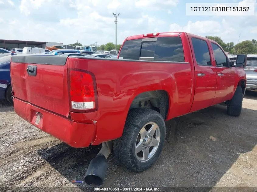 2011 GMC Sierra 2500Hd Slt VIN: 1GT121E81BF151352 Lot: 40376853