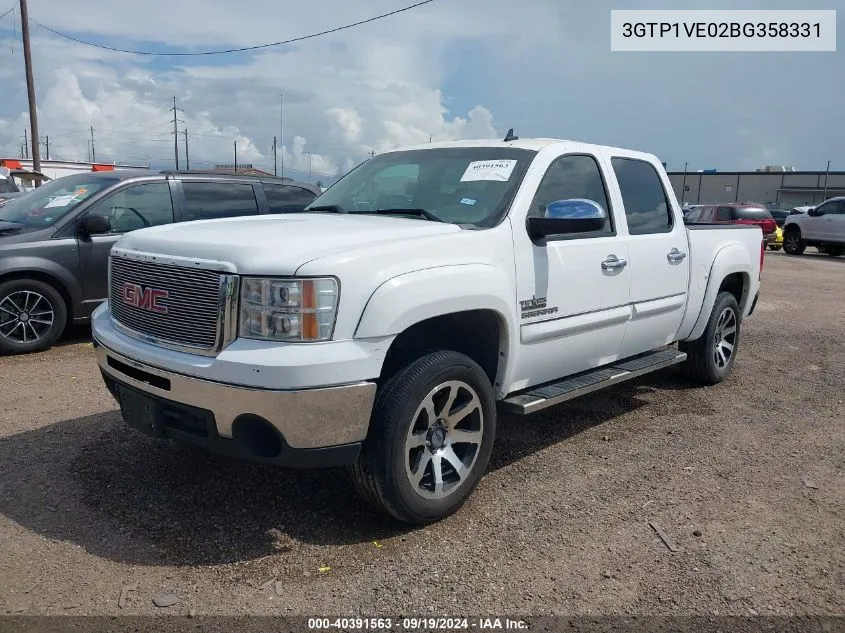 2011 GMC Sierra 1500 Sle VIN: 3GTP1VE02BG358331 Lot: 40391563