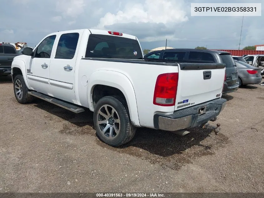 2011 GMC Sierra 1500 Sle VIN: 3GTP1VE02BG358331 Lot: 40391563