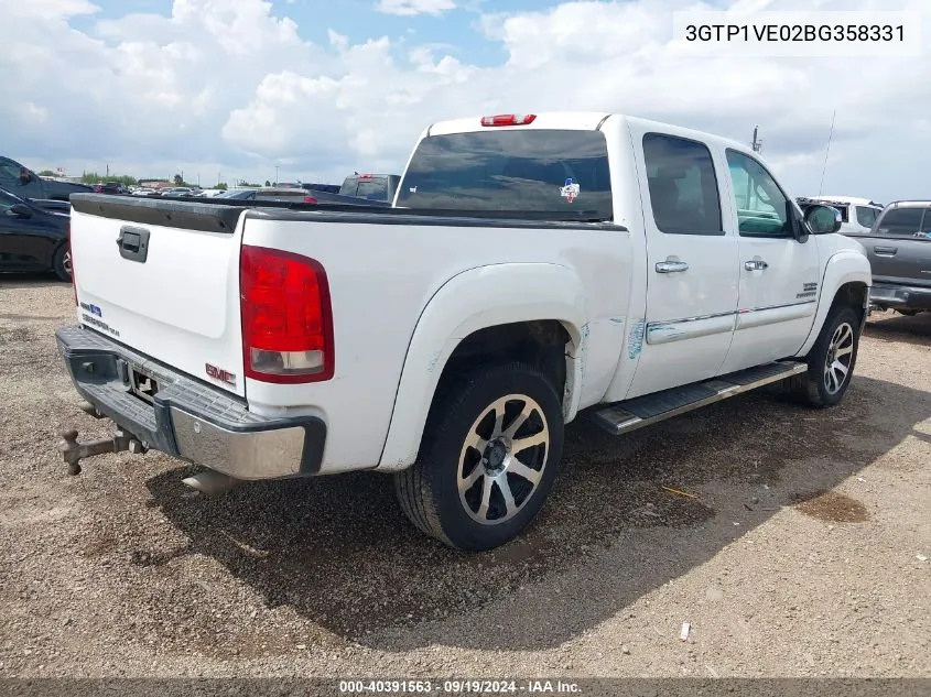 2011 GMC Sierra 1500 Sle VIN: 3GTP1VE02BG358331 Lot: 40391563