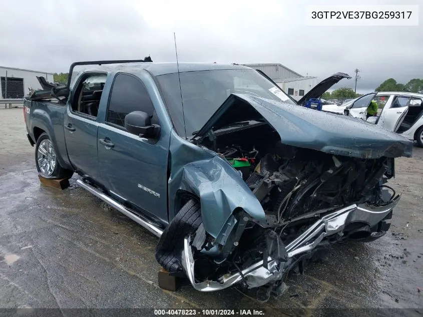 2011 GMC Sierra 1500 Sle VIN: 3GTP2VE37BG259317 Lot: 40478223