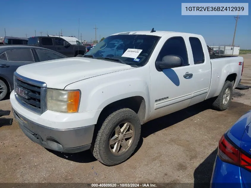 2011 GMC Sierra 1500 Sle VIN: 1GTR2VE36BZ412939 Lot: 40509520