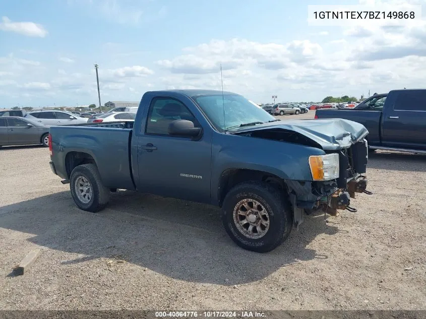 2011 GMC Sierra 1500 Work Truck VIN: 1GTN1TEX7BZ149868 Lot: 40564776