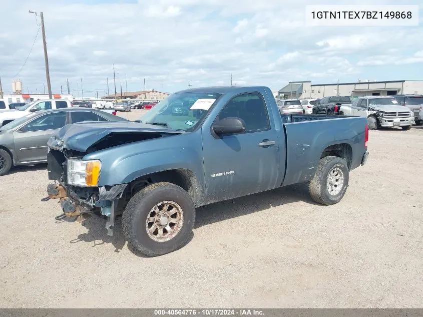 2011 GMC Sierra 1500 Work Truck VIN: 1GTN1TEX7BZ149868 Lot: 40564776