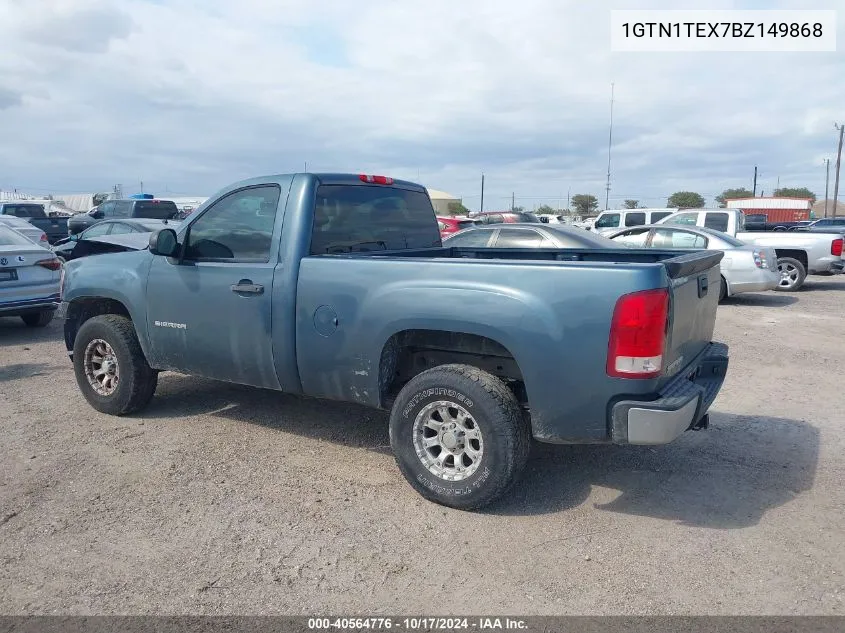 2011 GMC Sierra 1500 Work Truck VIN: 1GTN1TEX7BZ149868 Lot: 40564776