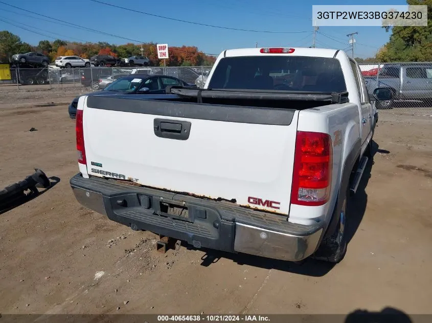 2011 GMC Sierra K1500 Slt VIN: 3GTP2WE33BG374230 Lot: 40654638