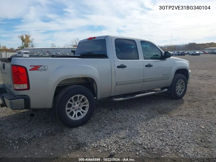 2011 GMC Sierra 1500 Sle VIN: 3GTP2VE31BG340104 Lot: 40668599