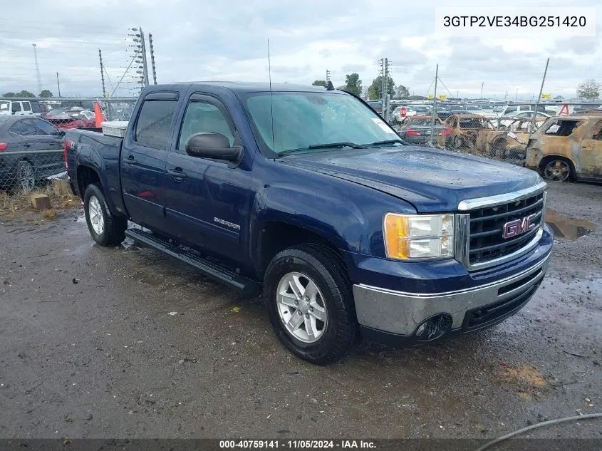 2011 GMC Sierra K1500 Sle VIN: 3GTP2VE34BG251420 Lot: 40759141