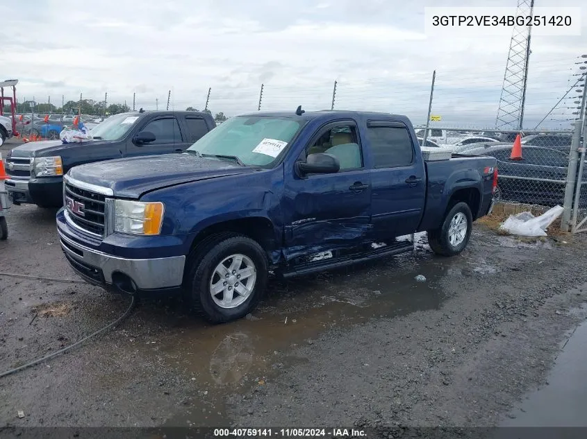 2011 GMC Sierra K1500 Sle VIN: 3GTP2VE34BG251420 Lot: 40759141