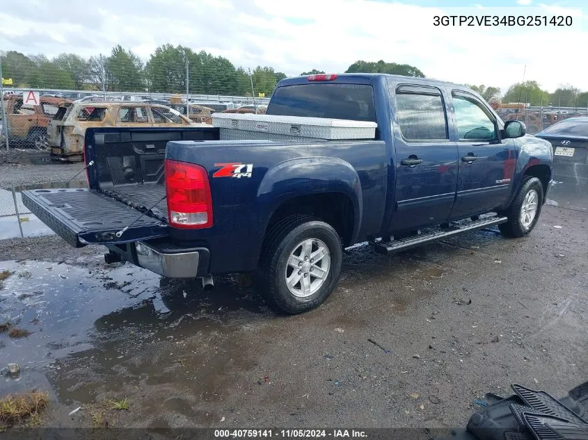 2011 GMC Sierra K1500 Sle VIN: 3GTP2VE34BG251420 Lot: 40759141