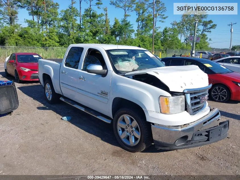 2012 GMC Sierra 1500 Sle VIN: 3GTP1VE00CG136758 Lot: 39429647