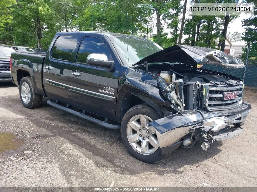 2012 GMC Sierra 1500 Sle VIN: 3GTP1VE02CG243004 Lot: 39499525