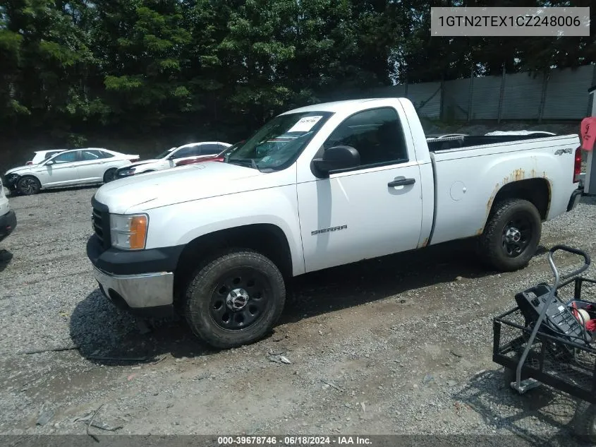 2012 GMC Sierra 1500 Work Truck VIN: 1GTN2TEX1CZ248006 Lot: 39678746