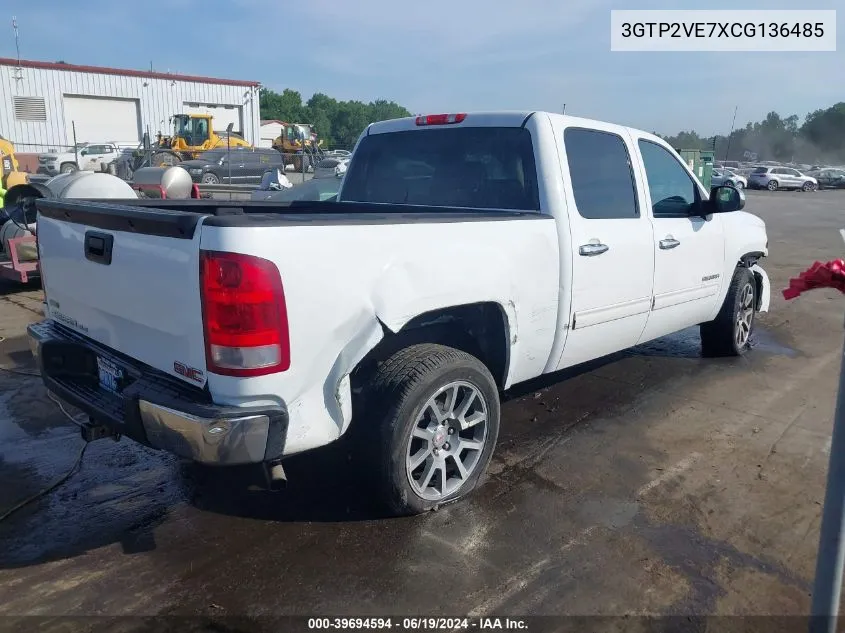 2012 GMC Sierra 1500 Sle VIN: 3GTP2VE7XCG136485 Lot: 39694594