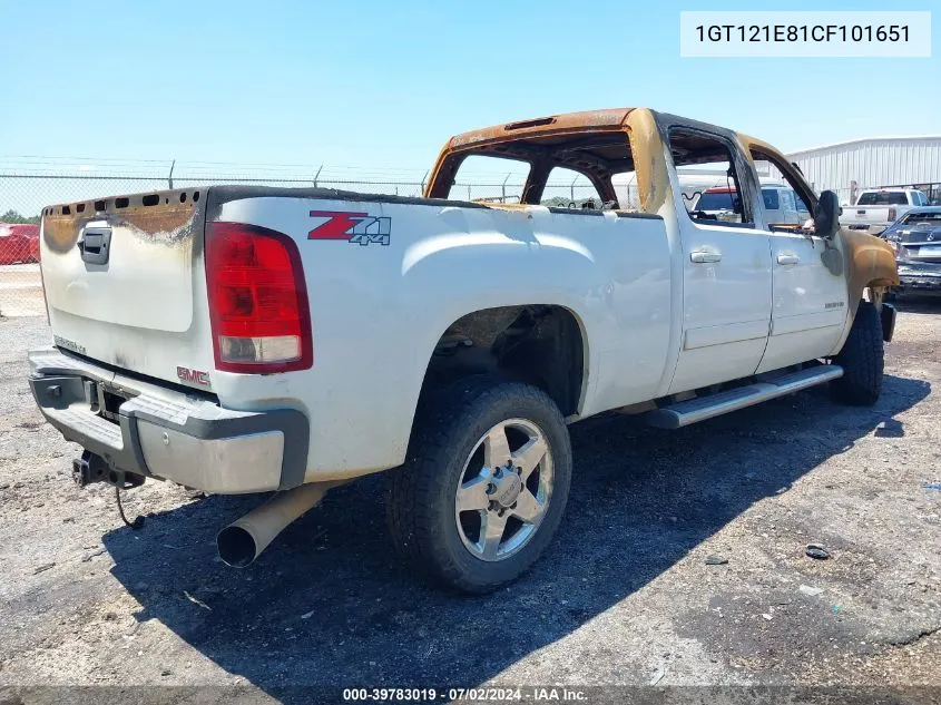 2012 GMC Sierra 2500Hd Slt VIN: 1GT121E81CF101651 Lot: 39783019