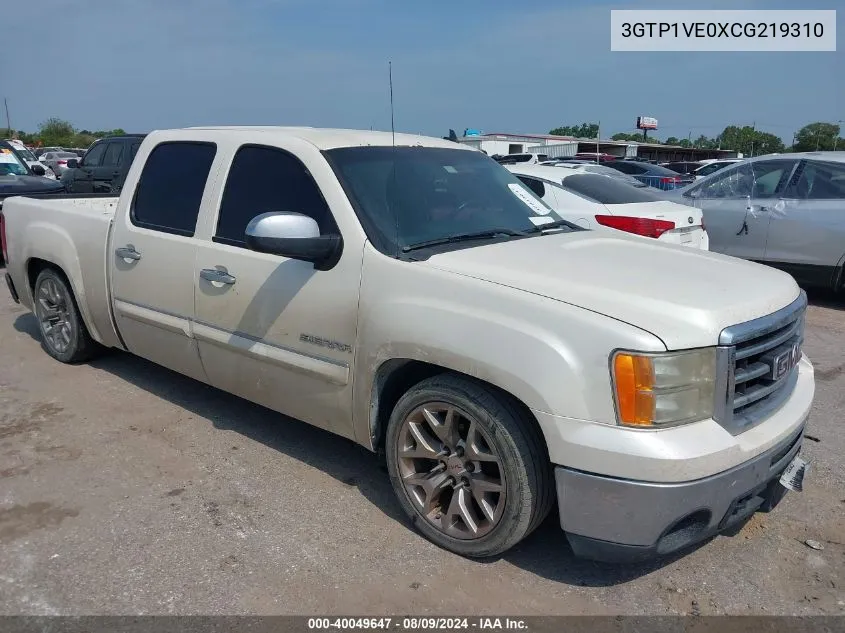 2012 GMC Sierra 1500 Sle VIN: 3GTP1VE0XCG219310 Lot: 40049647