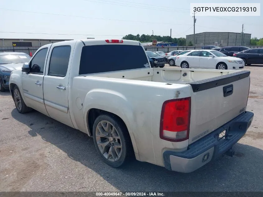 2012 GMC Sierra 1500 Sle VIN: 3GTP1VE0XCG219310 Lot: 40049647