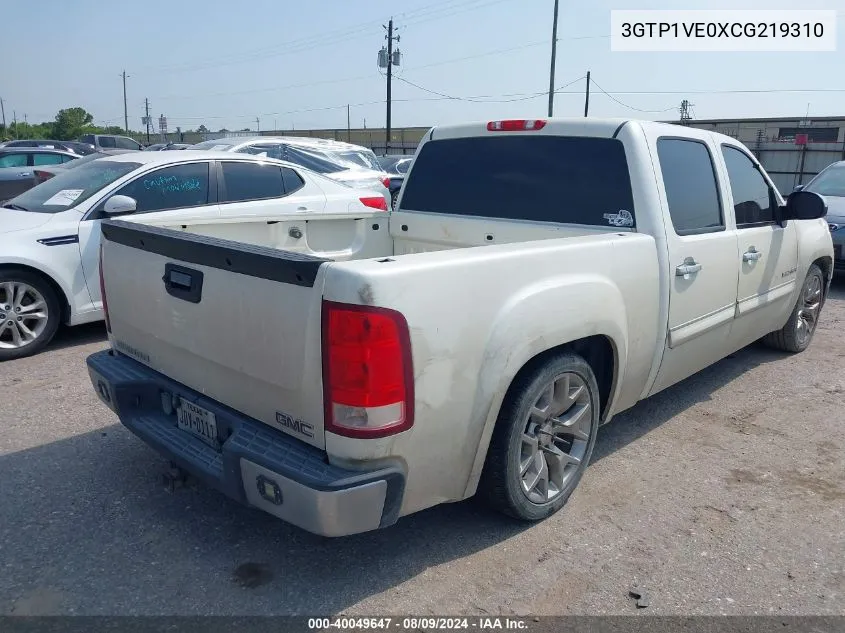 2012 GMC Sierra 1500 Sle VIN: 3GTP1VE0XCG219310 Lot: 40049647