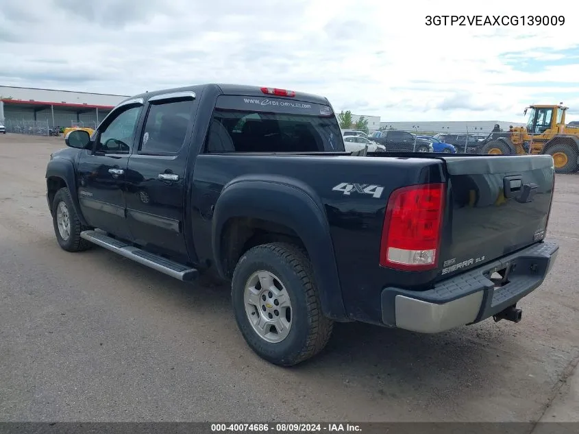 2012 GMC Sierra 1500 Sle VIN: 3GTP2VEAXCG139009 Lot: 40074686