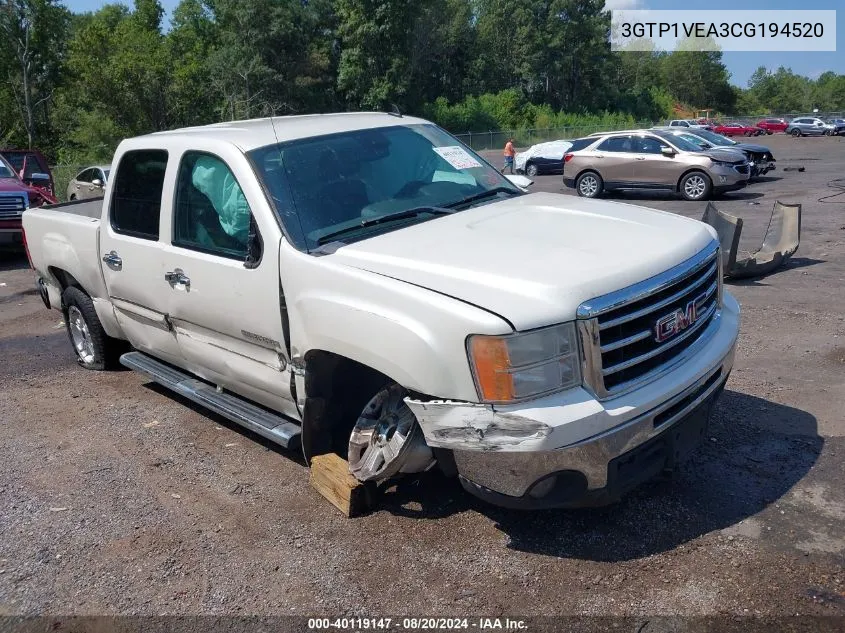 2012 GMC Sierra 1500 Sle VIN: 3GTP1VEA3CG194520 Lot: 40119147