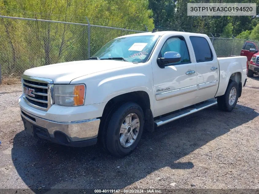 2012 GMC Sierra 1500 Sle VIN: 3GTP1VEA3CG194520 Lot: 40119147