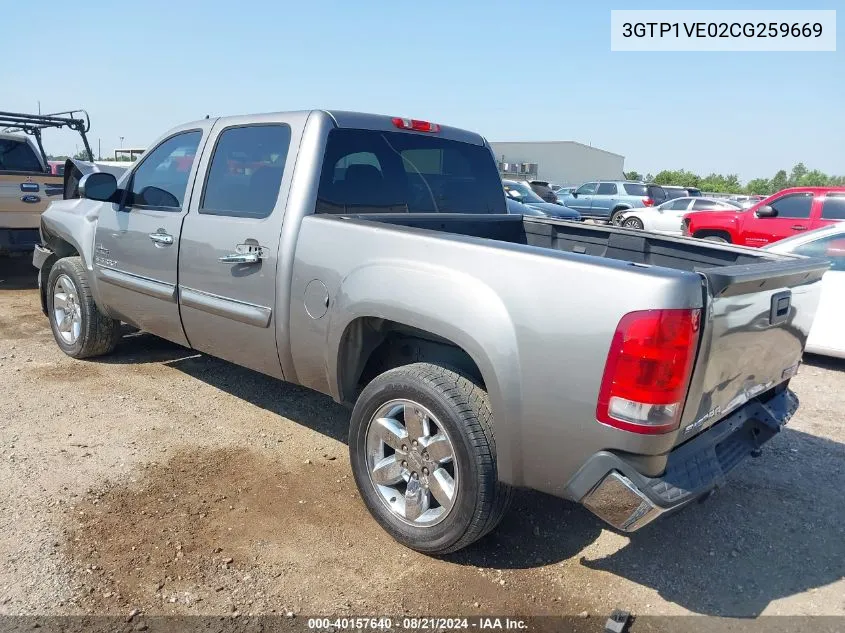 2012 GMC Sierra 1500 Sle VIN: 3GTP1VE02CG259669 Lot: 40157640