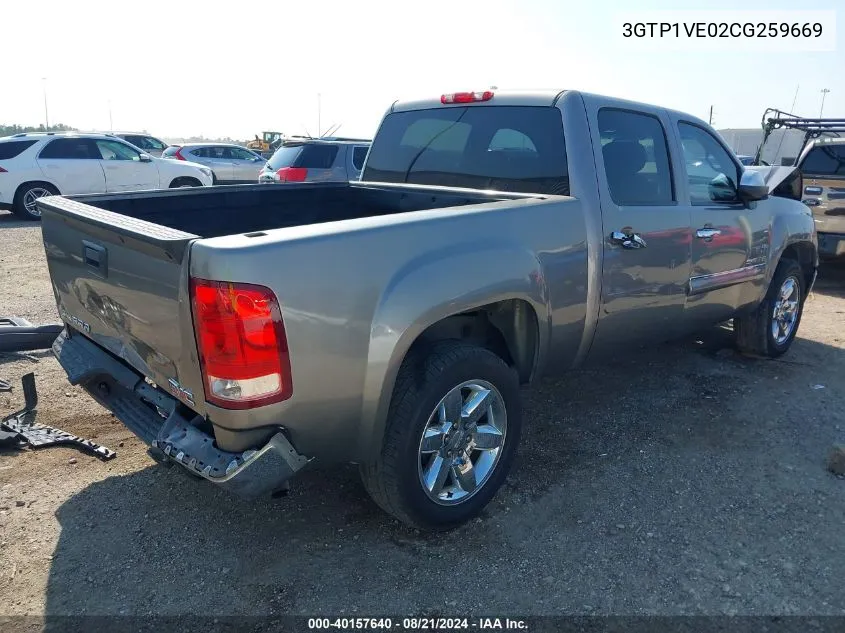 2012 GMC Sierra 1500 Sle VIN: 3GTP1VE02CG259669 Lot: 40157640