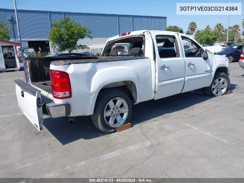 2012 GMC Sierra 1500 Sle VIN: 3GTP1VE03CG214384 Lot: 40214113