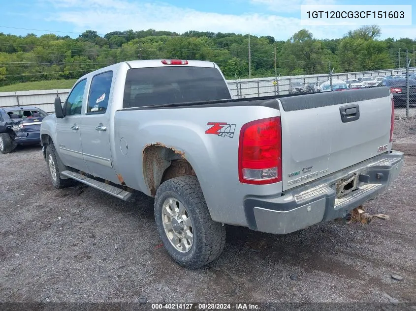 2012 GMC Sierra 2500Hd Sle VIN: 1GT120CG3CF151603 Lot: 40214127