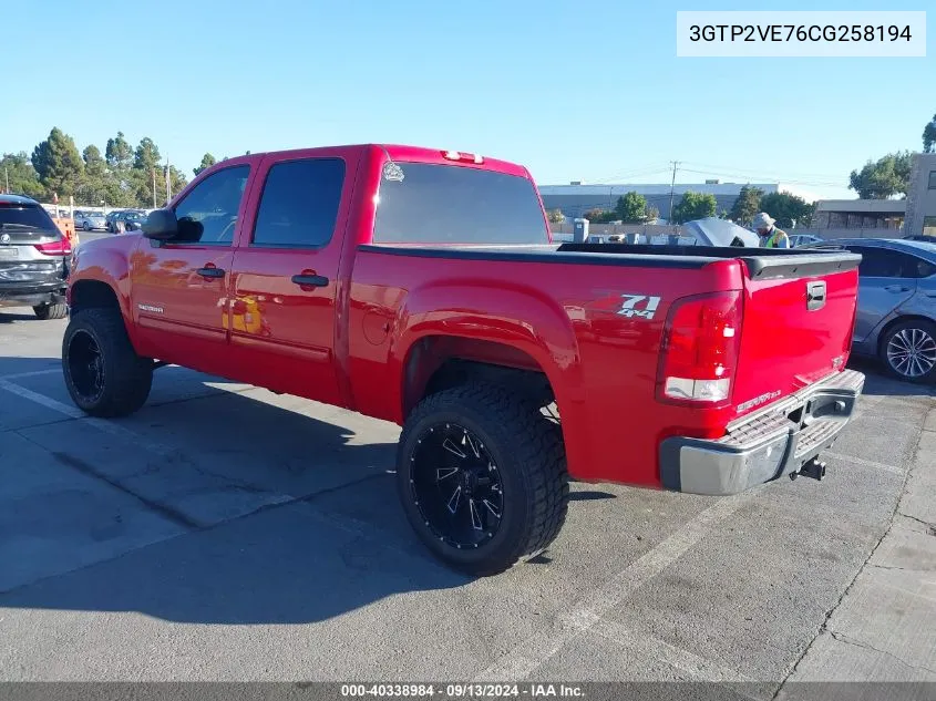 3GTP2VE76CG258194 2012 GMC Sierra 1500 Sle