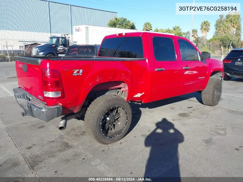 2012 GMC Sierra 1500 Sle VIN: 3GTP2VE76CG258194 Lot: 40338984