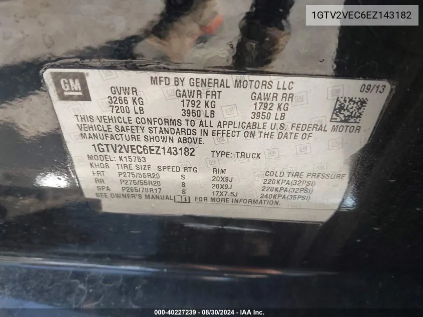 1GTV2VEC6EZ143182 2014 GMC Sierra 1500 Slt