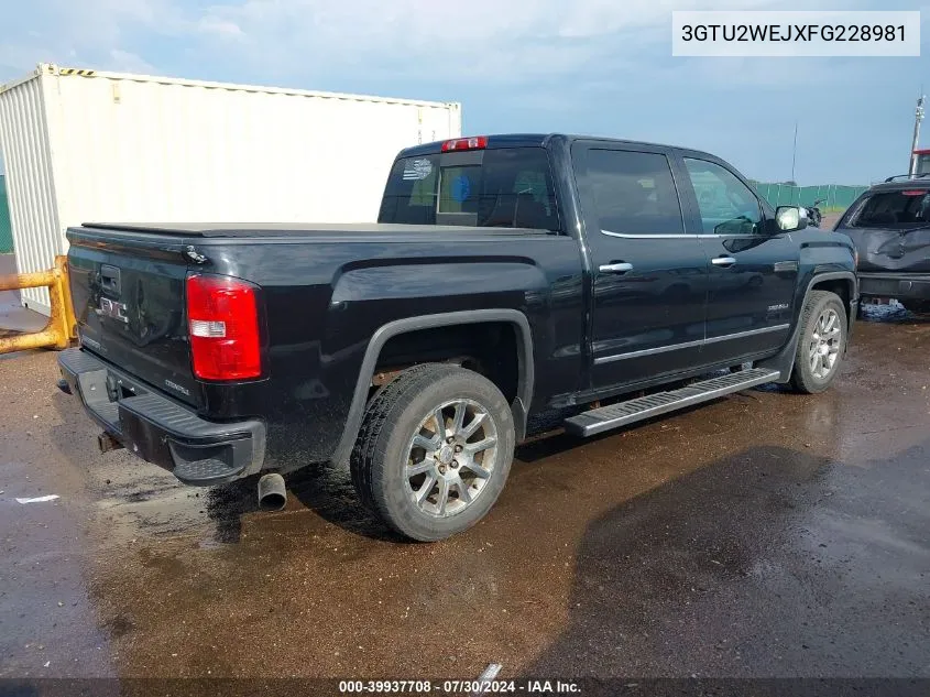 2015 GMC Sierra 1500 Denali VIN: 3GTU2WEJXFG228981 Lot: 39937708