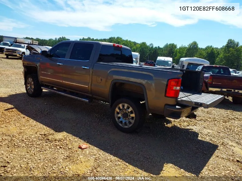 2015 GMC Sierra 2500Hd Denali VIN: 1GT120E82FF608668 Lot: 40046436