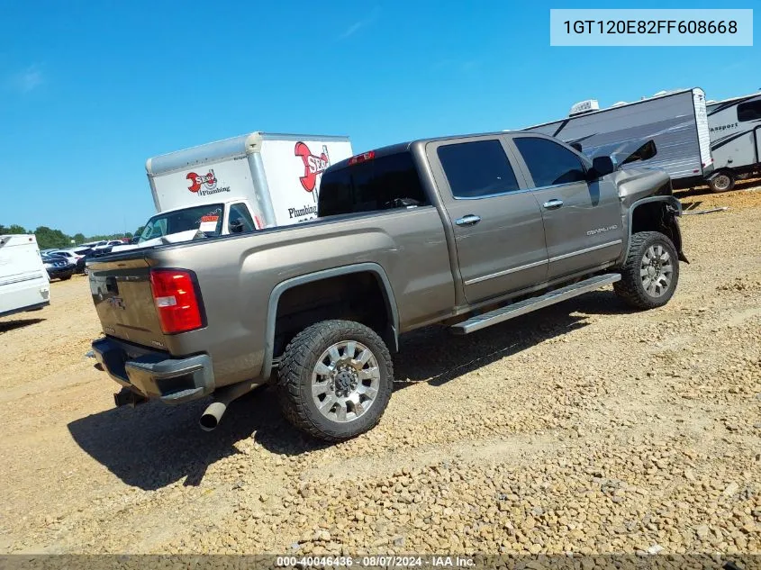 2015 GMC Sierra 2500Hd Denali VIN: 1GT120E82FF608668 Lot: 40046436