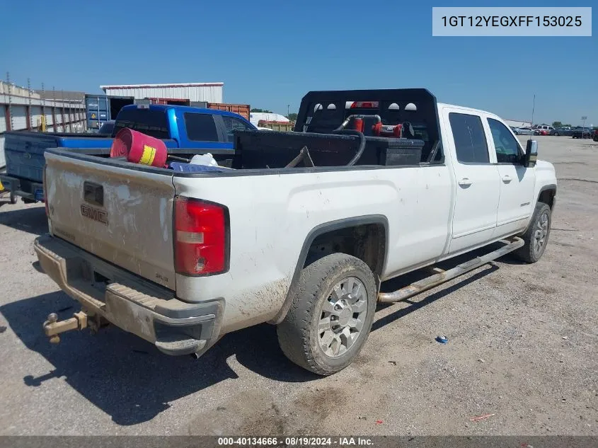 2015 GMC Sierra 2500Hd Sle VIN: 1GT12YEGXFF153025 Lot: 40134666